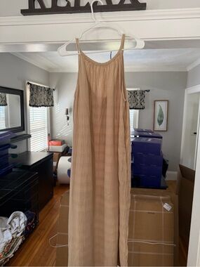 Universal Thread Beige/Tan Gauze Swim Coverup Maxi